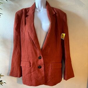 Farm Rio Womens Blazer Jacket Brown Rust Buttons